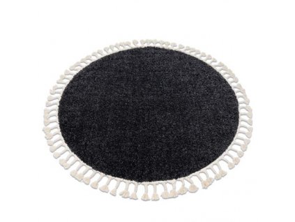 Kulatý koberec se střapci Herbert - dlouhý vlas 2 - šedý