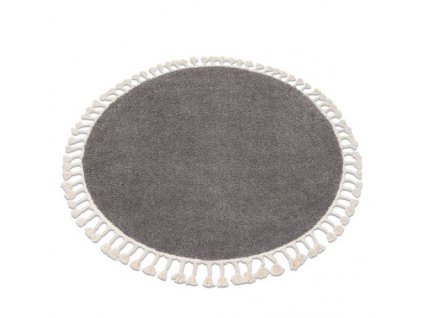 Kulatý koberec se střapci Herbert - dlouhý vlas 1 - hnědý