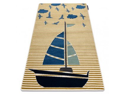 Krásný dětský koberec KINDER - loďka 1 - zlatý
