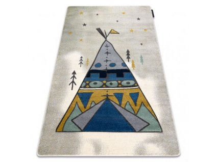 Krásný dětský koberec KINDER - stan teepee - šedý