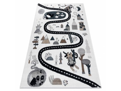 Skvělý dětský koberec FUNNY - cestička přes hory - krémový 1