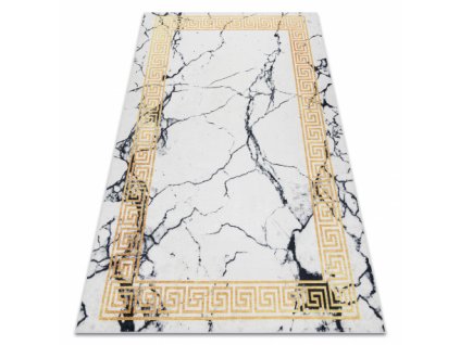 Pratelný koberec PERFECT - mramor 3 - bílý/zlatý