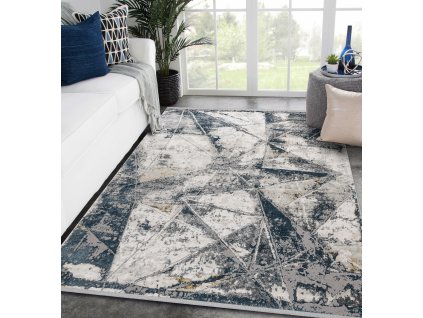 Moderní koberec Lust - mramor 4 - šedý/modrý