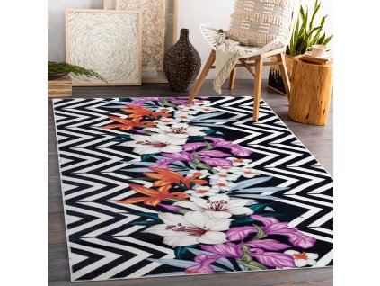 Pratelný koberec PERFECT - květiny 5 - multicolor