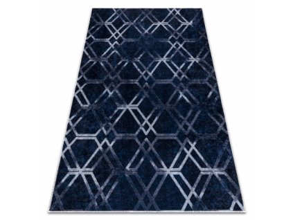 Pratelný koberec Romi - geometrické tvary - modrý