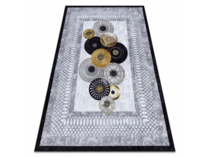 Pratelný koberec Romi - kruhy - šedý