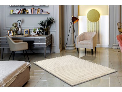 Moderní hebký koberec BUBBLE - bílý/ivory