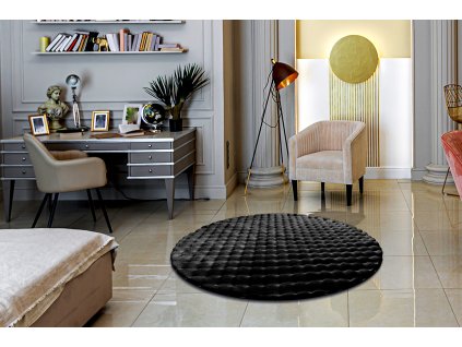 Kulatý moderní koberec BUBBLE - černý