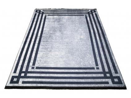 Moderní koberec Life - rám 2 - šedý/modrý
