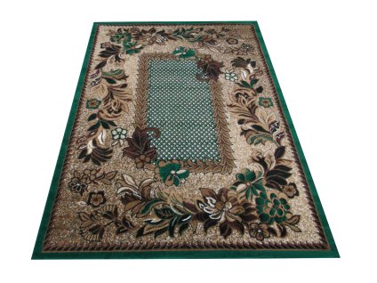 Krásný koberec Alfa s květinami - zelený