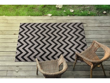 Odolný koberec Sisi Floorlux - vlnky 1 - šedá/černá