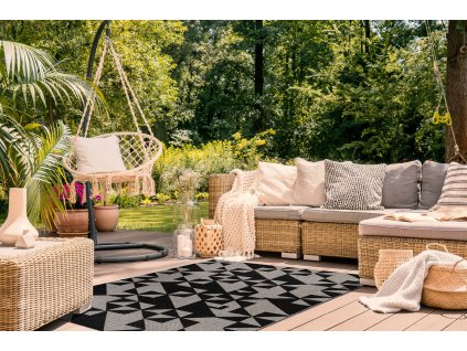 Odolný koberec Sisi Floorlux - trojúhelníky 3 - černá/šedá