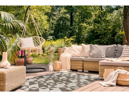 Odolný koberec Sisi Floorlux - trojúhelníky 3 - hnědá/krémová