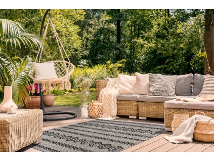 Odolný koberec Sisi Floorlux - vlnky 2 - šedá/černá