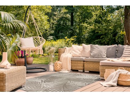 Odolný koberec Sisi Floorlux - listy - champagne/krémová