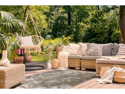 Odolný koberec Sisi Floorlux - květy - champagne/krémová