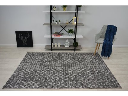 Odolný koberec Sisi Loft - mřížka - šedý