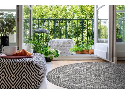 Kulatý koberec Sisi Loft - orient 1 - šedý