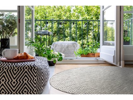 Kulatý koberec Sisi Loft - pruhy - béžový