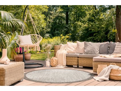 Kulatý koberec Sisi Floorlux - rám - champagne/krémový