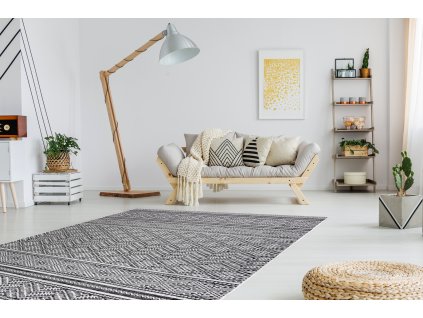 Odolný koberec Sisi Sion - vzor 1 - černý/bílý