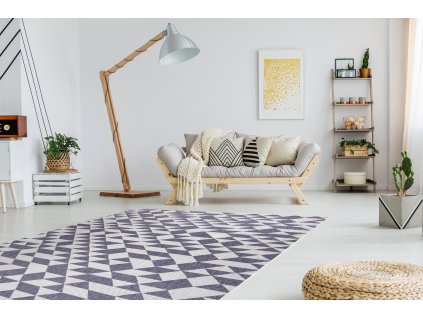 Odolný koberec Sisi Sion - trojúhelníky 2 - bílý/modrý