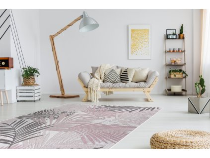 Odolný koberec Sisi Sion - listy 1 - růžový