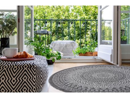 Kulatý koberec Sisi Loft - orient 2 - šedý