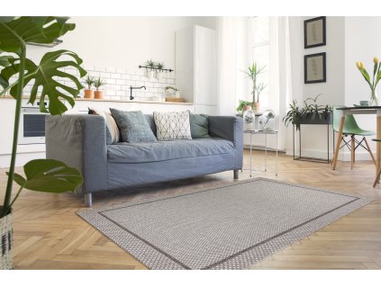 Odolný koberec Sisi Boho - rám - světle šedý