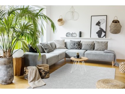 Odolný koberec Sisi Patio - mřížka - šedý