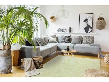 Odolný koberec Sisi Patio - listy - zelený