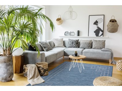 Odolný koberec Sisi Patio - rám - modrý