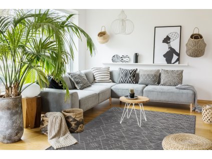 Odolný koberec Sisi Patio - kosočtverce 2 - černý