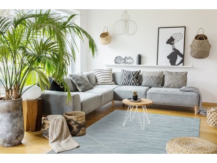 Odolný koberec Sisi Patio - kosočtverce 1 - modrý