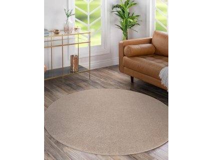 Kulatý jednobarevný koberec SOFTY - béžový