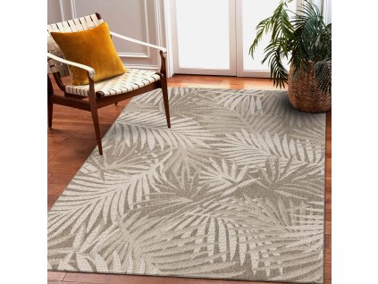Odolný koberec Sisi Floorlux - listy - krémová/champagne