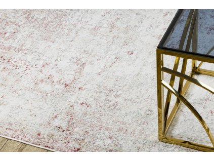 Vintage koberec Dustin s třásněmi - abstrakt 4 - bílý/růžový