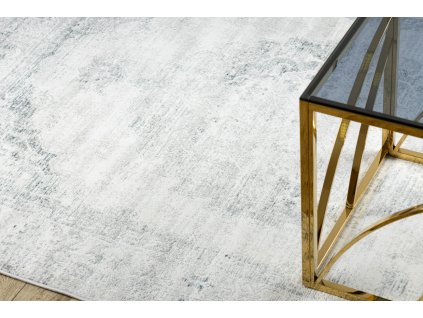 Vintage koberec Dustin s třásněmi - ornament 3 - bílý/modrý