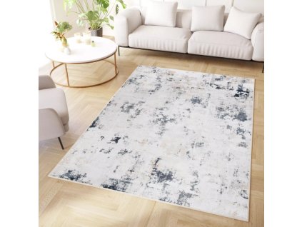 Moderní koberec Devon - abstrakt 4 - bílý/tmavě šedý