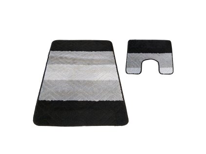 Sada koupelnových koberečků Montana 03 s výřezem - černá/šedá
