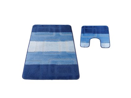 Sada koupelnových koberečků Montana 04 s výřezem - modrá