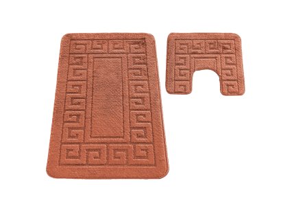 Sada koupelnových koberečků Ethnic s výřezem - oranžová