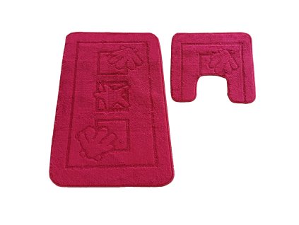 Sada koupelnových koberečků Sea s výřezem - sytá červená
