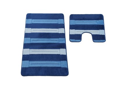 Sada koupelnových koberečků Montana XL s výřezem - modrá mix