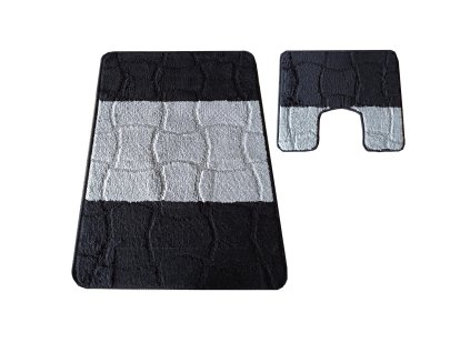 Sada koupelnových koberečků Montana XL s výřezem - bílá/černá