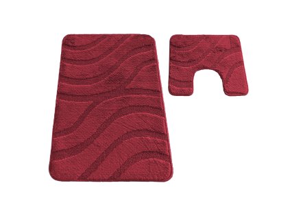 Sada koupelnových koberečků Sympho s výřezem - sytá červená
