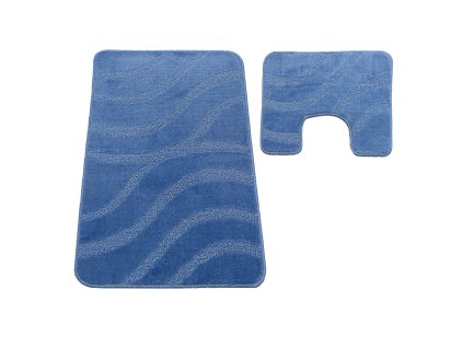 Sada koupelnových koberečků Sympho s výřezem - modrá