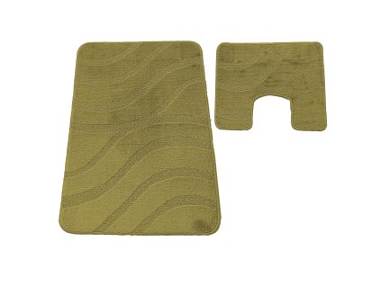 Sada koupelnových koberečků Sympho s výřezem - zelená khaki