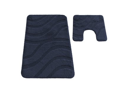 Sada koupelnových koberečků Sympho s výřezem - safírová modrá