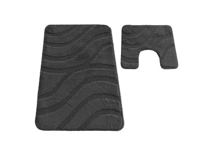 Sada koupelnových koberečků Sympho s výřezem - titanová šedá